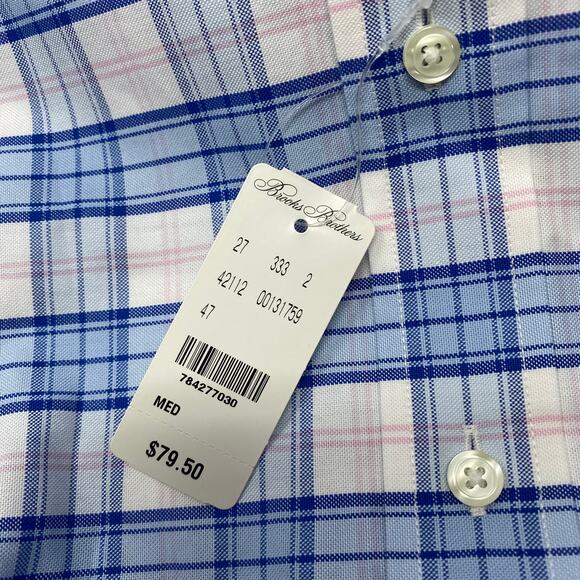 Brooks Brothers Blue and Pink Plaid Casual Button Down Shirt - Picture 4 of 6
